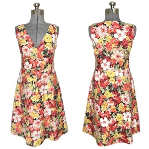 Ann Taylor Factory Floral V Neck Midi Tea Party A Line Dress Size 6 Colorful - Picture 1 of 13