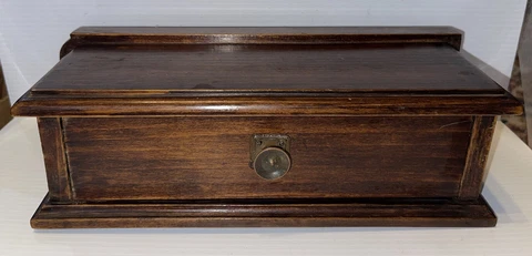 Small Antique Single Cabinet Drawer Brass Knob 12”x4”T X 4.5” Cover