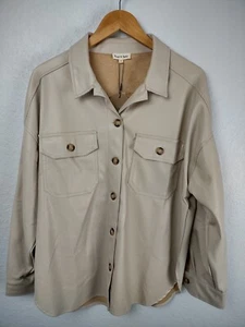 Aaron & Amber Women's Tan Pleater Size L Shirt/Jacket - Picture 1 of 6