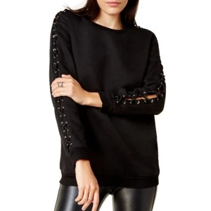 GLAM BY GLAMOROUS NUEVO Para mujeres Negro Con Cordones Sudadera Prenda para el torso XS TEDO - Imagen 1 de 2