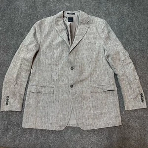 Daniel Hechter Blazer Sport Coat Jacket Mens 46 Tall Grey 100% Linen RN52539 - Picture 1 of 16