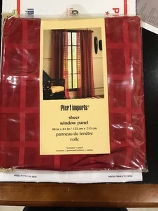 PIER 1 IMPORTS Red Window Panel Drapes Sheer Window Panel 48inch X84 Inch - Picture 1 of 2