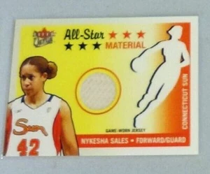 Tarjeta de ventas Fleer Ultra WNBA All-Star 2003 material usada en el juego Jersey Nykesha - Imagen 1 de 2
