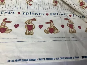Daisy Kingdom vintage Fabric Scrap 1994 HEART BUNNY BORDER Rabbits 34”x42” - Picture 1 of 7