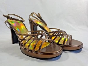 Siebzehn Riemchen-Heels Größe 7,5 M bronzebraun 4" klobige High Heels Abschlussball - Bild 1 von 9