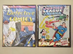 Carteles de Batman #44 y Liga de la Justicia de América #25 portadas de cómics de DC de la Edad de Plata - Imagen 1 de 2