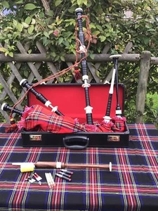Great Highland Bagpipes Full Imitation Mounts/Scottish Bagpipe Tutor Book/Case - Picture 1 of 7