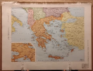 Mappa vintage GRECIA 1966 da MCM Enciclopedia a colori Britannica World Atlas - Foto 1 di 7