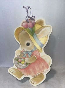 Vintage Osterhase gestanzt 12" Karton doppelseitig Eureka Eier Tulpen USA - Bild 1 von 3