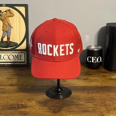 Gorra Marca '47 Oficial NBA Baloncesto Houston Rockets Rojo Bordado Logo Sombrero Foto 1 de 4