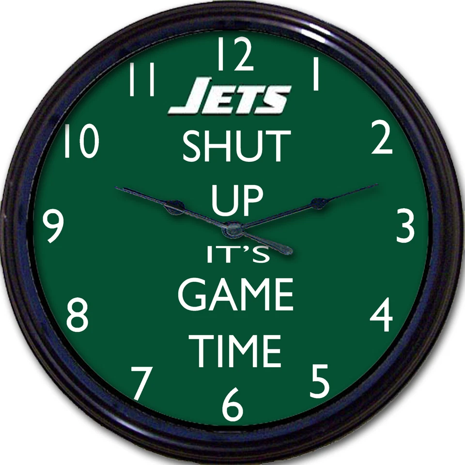 New York Jets Fútbol NFL Cállate Es Hora de Juego Reloj de Pared Bowles Hombre Cueva 10" Foto 1 de 1