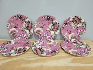 Grace Teaware Peacock Lotus Garden 7" Porcelain Salad Plates - Set of 6 - Picture 1 of 6