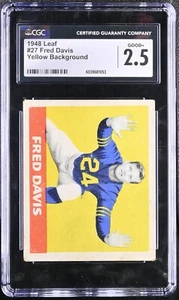 1948 Leaf #27 Fred Davis Chicago Bears (yellow background) – RC - CGC 2.5 Good+ - Picture 1 of 2
