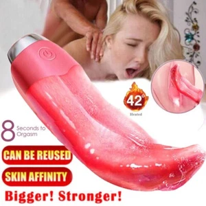 Heating Clit Licking Tongue Vibrator G-Spot Dildo Massage Sucking Oral Sex Toys - Picture 1 of 24