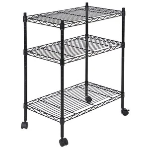 3-Tier Shelving Storage Unit 2" Wheel Casters Organizer Wire Rack Bedroom - Picture 1 of 12