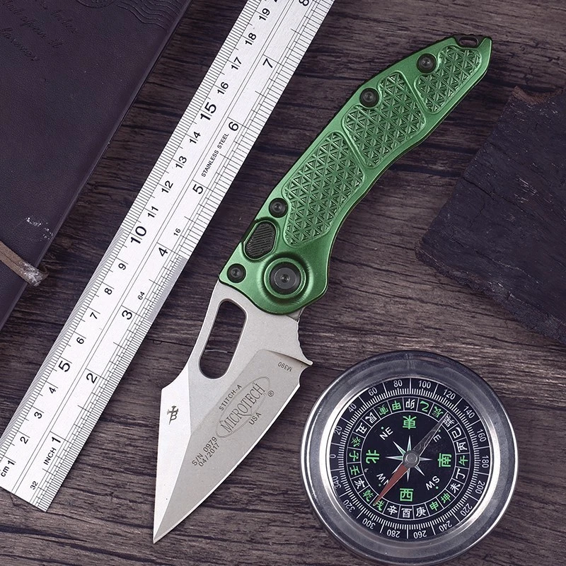 Green Aluminum Handle D2 Blade Spring Assisted Fast Open Pocket Folding Knife - Image 1 of 4