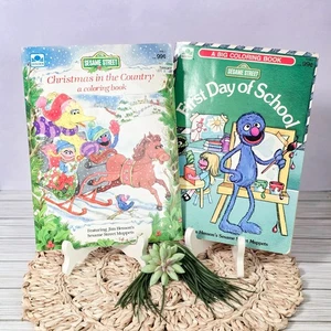📚 Set 2 Vintage 1980s Sesame Street Coloring Books | Golden Brand New Unused A9 - Picture 1 of 7