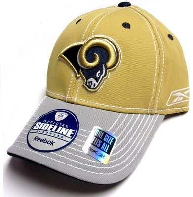 Los Angeles Rams NFL Reebok Cosido Dorado Gris Dos Tonos Gorra Gorra Ajuste Flexible Hombres M/L Foto 1 de 2