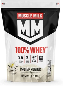 Muscle Milk 100% Whey Protein Powder, Vanilla, 5 Pound, 5 Pound (Pack of 1) - Picture 1 of 7