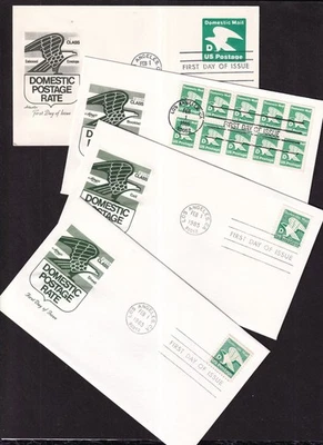 985 Domestic Mail sheet coil booklet envelope Sc 2111-2113 U607 FDCs Artmaster - Image 1 of 3