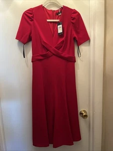 Tommy Hilfiger Red Cocktail Length Dress Size 2 New With Tags - Picture 1 of 8