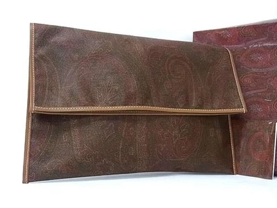 ETRO Etro PVC X Cuero Patrón Paisley Bolso Clutch Segundo Bolso Hombre Base Marrón Foto 1 de 4
