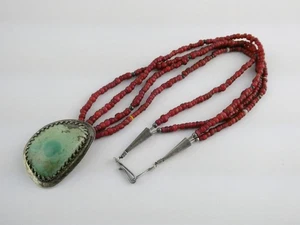 Collar de plata esterlina turquesa y vidrio rojo con cuentas de varios hilos 43,1 g 23 pulgadas - Imagen 1 de 21