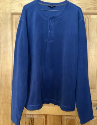 Lands End Mens Sz Large/Tall 42/44 Fleece Sweatshirt Pullover 1/4 Snap Blue EUC - Image 1 of 4