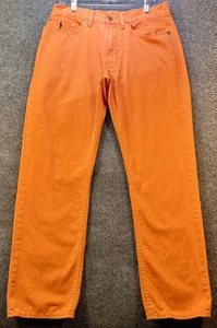 Polo Ralph Lauren Pants Mens 32x30 Orange Classic Fit Straight Leg Denim Jeans - Picture 1 of 13
