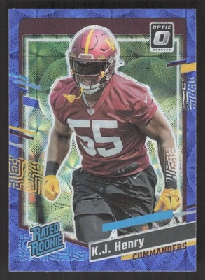 2023 Donruss #400 K.J. Henry Optic Rated Rookie Preview Blue Scope Prizm - Image 1 of 2