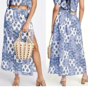 J Crew Patchwork Side Split Maxi Skirt Size S Cottagecore Floral Cotton Pockets - Picture 1 of 11