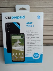 Locked To AT&T ATT Prepaid Smartphone Vista 2 Carbon Black 64GB 13MP 6.6" NEW! - Picture 1 of 3