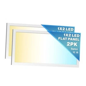 Sunco 2 Pack 1x2 LED Flat Panel Lights, Dual Selectable CCT 2 Pack (1x2) White - Picture 1 of 7