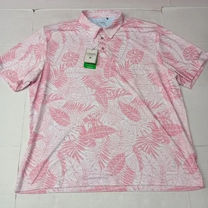 Chaps Printed Golf Polo Shirt Men's 2XL Pale Pink Onyx 4-Way Stretch Breathable - Picture 1 of 8
