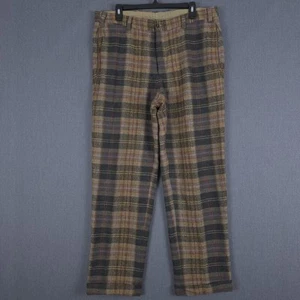 Bills Khakis Pants Mens 36 (Fits 35x30) Plaid Wool Nylon Blend Cuffed Flat Front - Picture 1 of 13