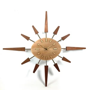 Manley Atomic Sunburst Vintage Wanduhr MCM Retro Kitsch funktionstüchtig 1960’s 1970’s - Bild 1 von 9