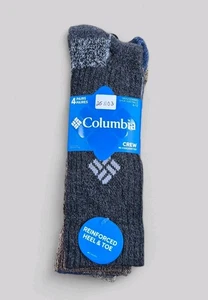 COLUMBIA Mens Socks Crew Cushion Cotton Warm Boot Outdoor 4 Pair Shoe Size 6-12  - Picture 1 of 5