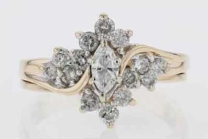 2Ct Marquise Cut Lab Created Diamond Engagement Ring In 14k Yellow Gold Plated - Picture 1 of 7