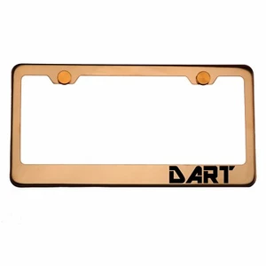 Rose Gold License Plate Frame DART Laser Engraved Aluminum Screw Cap - Picture 1 of 8