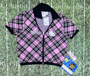 Hello Kitty & Friends x Forever 21 Plaid Sweater Knit Top 2x Cropped DualZip - Picture 1 of 4