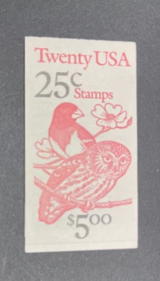 mystamps  US Booklet BK160, complete booklet, birds 1988, 20 each 25 cent stamps - Image 1 of 2