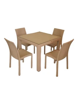 Gartentischmöbel mit gehärtem Glasplatte /90x90x76cm/4 Stück Stühlen - Bild 1 von 4
