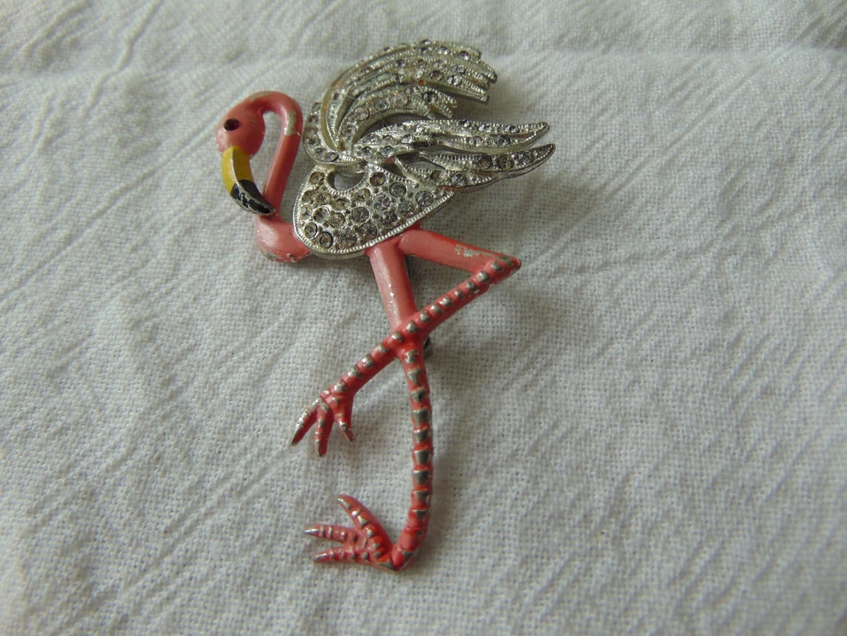 Gold Flamingo Brooch Pin For Women - Vintage Crystal Rhinestone Jewelry For Suit, Bag, Wedding Gift