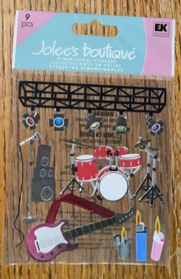 RARE Jolees SUMMER CONCERT Outdoor Music Bands Candles Drums Guitar 3D Stickers - Image 1 of 4