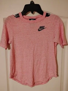 NIKE Girls Shirt w/ Exposed Shoulders, Short Sleeved, Size: Small (Pink) - Picture 1 of 5