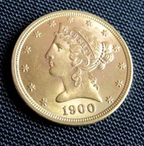 1900 $5.00 Gold Liberty Half Eagle - Picture 1 of 2