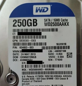 Western Digital 250GB Blue HDD PC/Desktop 3.5 SATA Hard Disk Drive WD2500AAKX WD - Picture 1 of 1