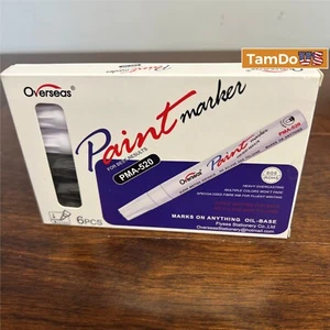 (4 Boxes) Overseas PMA-520 Paint Markers Permanent Oil-Based, Black & White - Picture 1 of 7