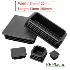 Tapas de extremo cuadradas de plástico negro tubo rectangular insertos tapón tapón - Imagen 1 de 65