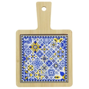 Portuguese Ceramic Tile Tray – Blue and Yellow Azulejo Tile Design - Picture 1 of 2